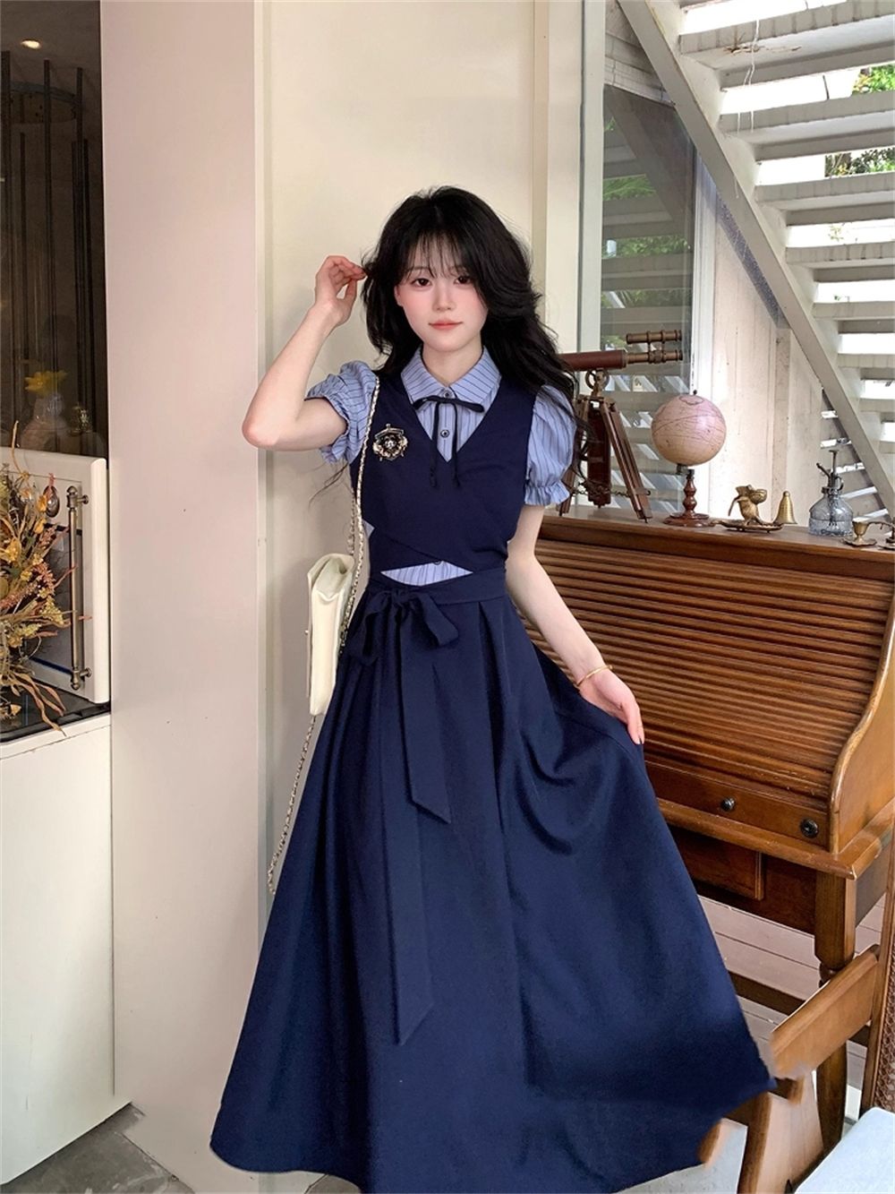 Korean Style A Line Shirt Dress - Abito estivo da donna in stile