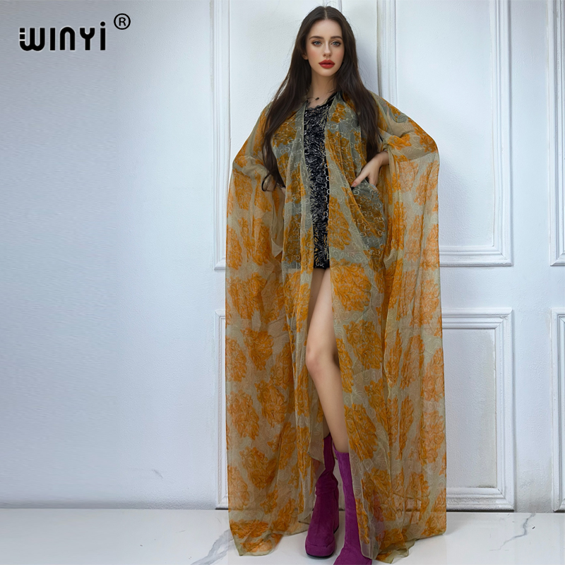 Boho Summer Beach Maxi Dress - WINYI maxi kimono estivo Prospettiva cardigan