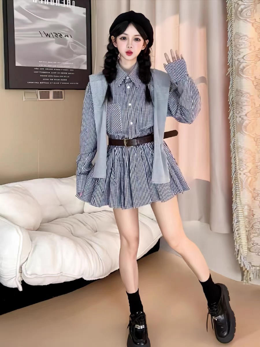 Korean Style A Line Shirt Dress - Abito Camicia Stile Coreano per Inizio