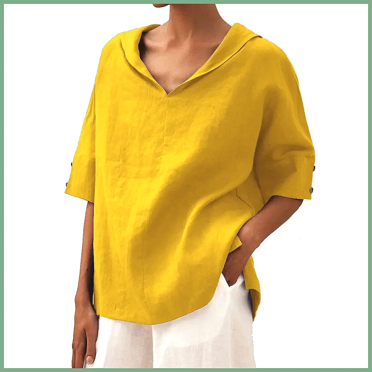 Blouses - Camicia da donna ampia con scollo