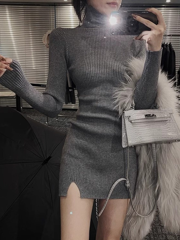 Abito mini aderente da donna,  - Bodycon Long Sleeve Ribbed Dress recensione e prezzo