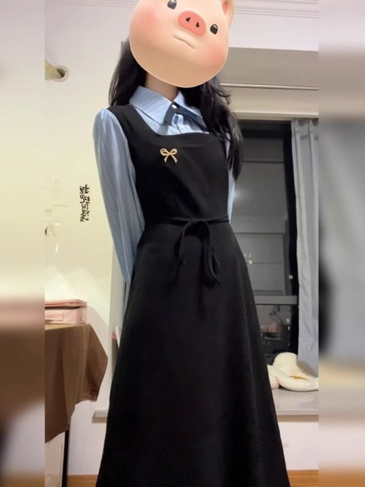 Elegante abito-camicia nero in - Korean Style A Line Shirt Dress recensione e prezzo