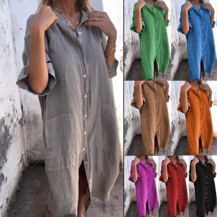 Abito chemisier da donna 2026  - Casual Loose Linen Shirt Dress recensione e prezzo
