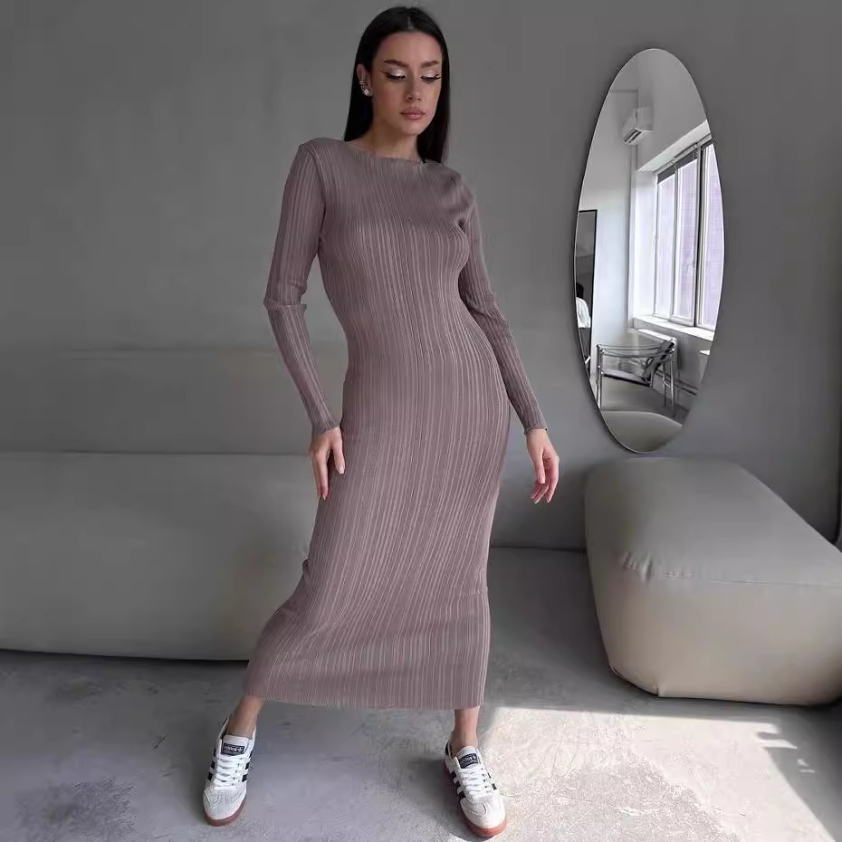 Abito lungo da donna elegante  - Bodycon Long Sleeve Ribbed Dress recensione e prezzo